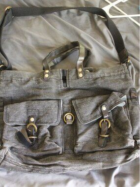 Lucky Brand Utility Tote Bag With Leather Handles Black